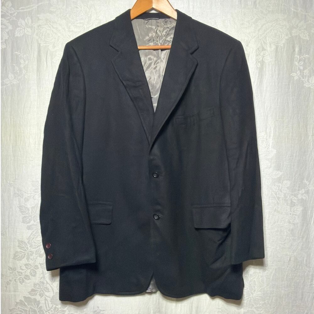 Vintage 100% Cashmere Sport Coat 42S Black Minimalist Luxury Academia